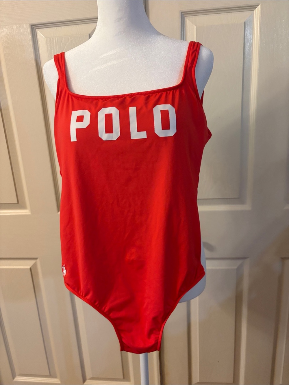 Polo by Ralph Lauren Red One-Piece Swimsuit with White Logo